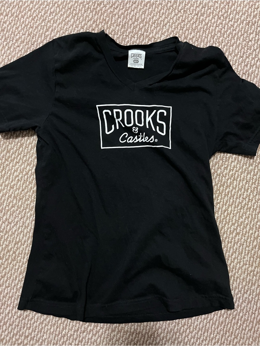Womens xs Crooks & Castles Black T-Shirt with White Logo